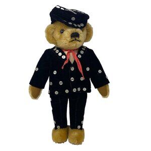 Merrythought Mohair Teddy Bear Covered In Buttons Black Velvet Suit Cap 17” RARE